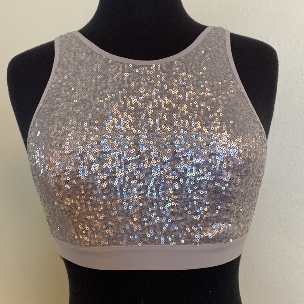 Aerie silver sequined high neck bra M